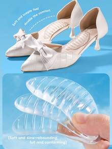 1 par de plantillas de soporte de arco de silicona transparente para verano, plantillas invisibles adhesivas y con rebote, adecuadas para tacones altos transparentes y sandalias de verano de mujer, accesorio de viaje esencial - transparente - Ver 2
