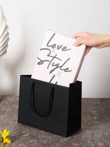 5pcs Black & White Reusable Gift Bags With Handles, Suitable For Weddings, Birthday Parties, Holidays, Business, Crafts, Retail - View 8