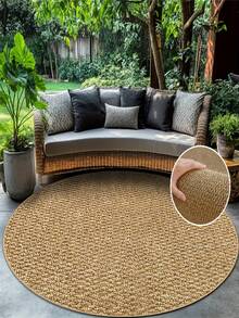 1pc Round Pineapple Pattern Rug, Faux Sisal Outdoor Carpet, Multi-Color, Garden Decor, Room Decor, Home Decor, RV Interior Mat, Tent Mat, Door Mat, Camping Mat, Suitable For Outdoor Camping, Hiking, Road Trips, Balcony, Patio, Garden, Backyard, Lawn, Pool, All Seasons - Solid Color - View 1