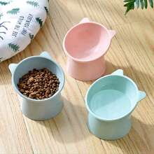 1pc Pet Feeding Bowl With Inclined Rim For Neck Protection, Large Diameter Dog/Cat Food/Water Bowl Made Of PP Material, Anti-Spill Feeding Dish - 100ml - View 2