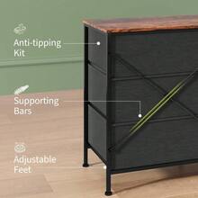 Cómoda moderna con soporte para TV LED y 8 cajones de tela - Armario de almacenamiento con estructura de acero - Compatible con televisores de 65 a 75 pulgadas - Organizador para dormitorio y sala de estar - Marrón - Ver 6