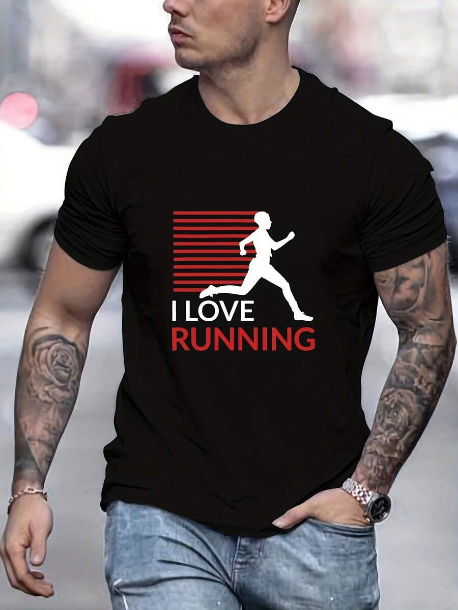 Creative Print T-Shirt For Men, Casual Short Sleeve Summer T-Shirt - Black - View 1