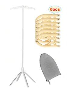 This Is A Multifunctional Garment Steamer And Ironing Rack Set, Comprising A Handheld Ironing Board With An Independent Support Stand, A Multi-Hole Windproof Drying Rack, A Portable Ironing Board, And Six Travel Hangers; Additionally, It Includes A Foldable Floor-Standing Garment Steamer. - B - View 18