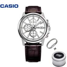 Casio MTH-5001L-7A Business Men's Watch, Chronograph Stopwatch Leather Strap 30m Waterproof Quartz Wristwatch - one-size - View 1