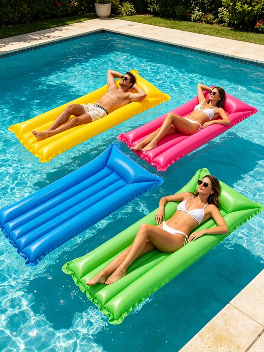 1 pieza Flotador de piscina inflable de diseño minimalista de unicolor, cama flotante para fiestas en la piscina de verano - Balsa flotante de color sólido - Ver 1