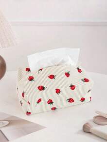 1/3pcs Corduroy Printed Tissue Box, Ins Style Home Living Room Tea Table Napkin Holder, Bedroom Bedside Dust-Proof Storage Box, Luxury Car Dining Table Creative Tissue Case, Black White Beige - Multicolor - View 9