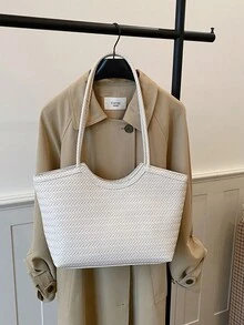 Large Capacity Handbag For Women, New Fashionable Versatile Commuter Shoulder Tote Bag - White - View 10