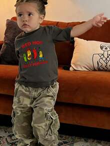 Toddler Girls Cute Cartoon Vegetable Print Tee, Casual Short Sleeve T-Shirt For Daily Wear - Dark Grey - View 2