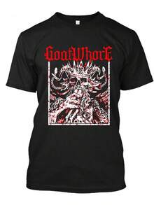 Maglietta vintage con grafica del gruppo musicale thrash americano "Fashion All Match New Popular Goat American Thrash Music Group". - nero - Visualizzare 1