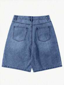 Vintage Loose Denim Shorts For Teenagers - Medium Wash - View 4