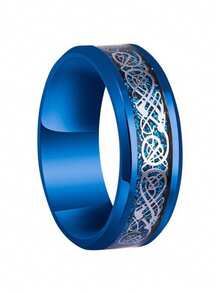 Men's Celtic Pattern Stainless Steel Ring, Vintage Viking-Style Engraved Wide Band, Available In Multiple Colors, Couple Ring, Boyfriend Gift - Multicolor - View 15