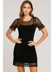 PINK NET DRESS NET FCQ9 - Black - View 5