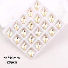 11*19mm, 20pcs/Pack, Diamond Shaped Flat Bottom Double Hole Exquisite Glass Rhinestones, For Sewing Wedding Dresses, Handbags And Shoes, Jewelry Making, Handicraft Accessories - 11*19mm 20pcs - View 23