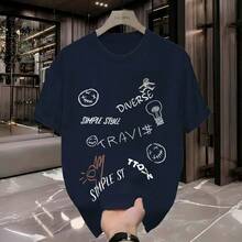 Camisa T-Shirt Masculina Mistura Diverse Camiseta 100% Algodão Manfinity Street Wear - Azul Marinho - Visão 1