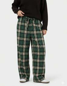 Kickoff Women's Flare Pants With Checkered Print, Side Pockets, And Wide Leg - 綠色 - 查看 5