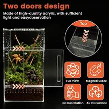 Jumping Spider Enclosure, 6*6*11.8 Dual Magnetic Door Arboreal Tarantula Cribs, Ventilation Spider House, Escape Proof Praying Mantis Habitat, Acrylic Snail Cage, Acrylic Terrarium Habitat - 1 - View 2