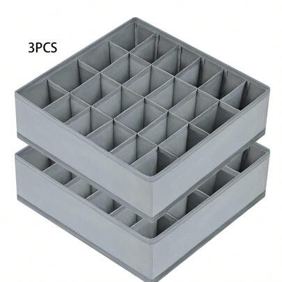 3 件套袜子抽屉收纳分隔架，内衣收纳架，20 格衣柜收纳架和储物收纳架，可用于存放袜子、手帕、领带、腰带（灰色）