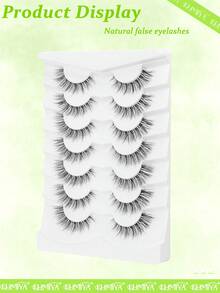 7 Pairs Wispy False Eyelashes Natural Look Fake Cat Eye Lashes Strips Clear Band Extensions Waterproof Easy Eyelashes For Beginners - Black - View 7