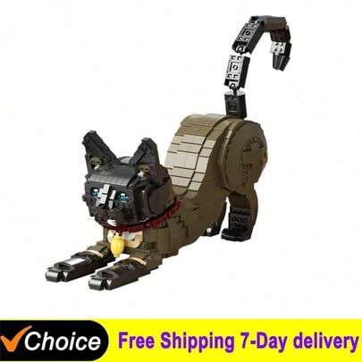 Bộ xếp hình mèo Xiêm sáng tạo, bộ gạch hoạt hình dễ thương, đồ trang trí nhà cửa, quà tặng sinh nhật/năm mới/ngày lễ, thích hợp làm quà tặng, giúp giảm căng thẳng và thư giãn.