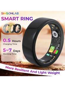 Cincin Pintar Tahan Air IP68, Pelacak Kebugaran, Bluetooth, Baja Tahan Karat & Resin, Monitor Aktivitas, Cocok Untuk Pria & Wanita, Hadiah untuk Segala Situasi - View 14