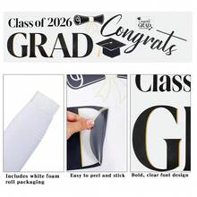 Class Of 2026 Congrats Grad Sign For Backdrop Stickers - Graduation Backdrop Decor For Balloon Arch & Photo Booth, Graduation Wall Decal - Graduation - 查看 4