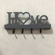 1pc Heart Shape Key Holder Wall Mounted Entryway Organizer, No Drill Adhesive Rack With Hooks For Keys, Perfect For Living Room Hallway Decoration - Black - View 6