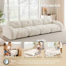 Frameless sofa extra large modular four-seater sofa comfortable Chenille fabric suitable for the living room non-slip design no mounting required White - Weiß + Chenille + 4 Sitze - Übersicht 6