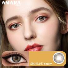 AMARA 1副粉色隐形眼镜，直径14.5毫米，适合全年佩戴，眼部彩妆，是情人节和圣诞节妆容的理想之选。 - OMG-GRAY - 查看 3