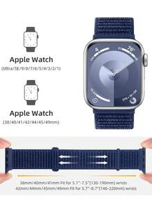 Huastonband 1入編織彈性尼龍髮圈 透氣舒適運動髮帶 女款 適用於Apple Watch 38/40/41mm、42/44/45/46/49mm 配件 Ultra3/2/1/Se/S11/S10/S9/S8/S7/S6/S5/S4/S3/S2/S1 適合戶外運動健身 青年時尚男女 夏季海灘配件 假期禮物 - 深藍色 - 查看 4