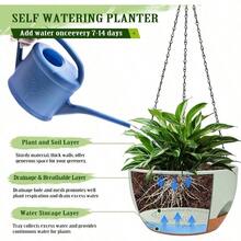 Ergonomic Hanging Planter With Breathable Bottom To Protect Plant Roots, Multipurpose Hanging Planter Suitable For Indoor Hanging Garden, Suitable For Hanging Plants Like Philodendron And Anthurium, Reusable Plastic Hanging Basket, Applicable For Bedroom And Kitchen Decor, Rust-Resistant Metal Chain - Multiple Styles - View 4