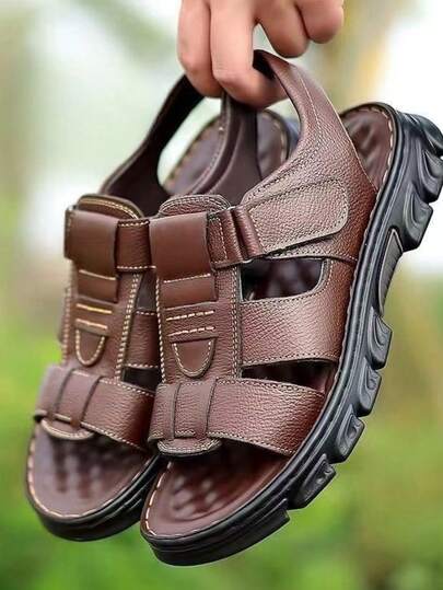 1 Pair Men's Sports Sandals, Outdoor Beach Shoes, Summer Sandals, Comfortable Versatile Roman Shoes, Casual Beach Slippers, Thick Sole Non-Slip Flip Flops