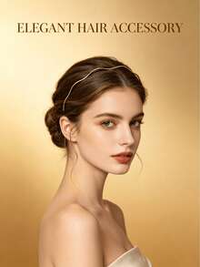 1件装时尚女士金色金属波浪发箍，弧形发箍，几何精美发箍，适合日常、派对、优雅头饰、金色头饰、发箍 - 彩色 - 查看 4