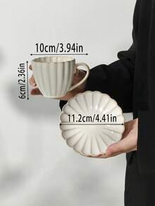 1 Set Vintage Crackle Glaze Ceramic Mini Coffee Cup & Saucer Set, Adorable Floral Embossed Cup & Plate, Suitable For Afternoon Tea, Latte, Breakfast Milk Cup, Dessert Plate, Drinking Cup Back To School - Multicolor - View 17