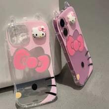 SANRIO 新款时尚3D KT猫咪手机壳，适用于 16 Pro Max、17/15、14/13/12（可爱猫耳）、11 Pro、XS Max、7/8 Plus，防摔，透明保护套 - 彩色 - 查看 3