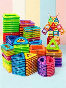 Children's Magnetic Building Blocks Set 40/80/100pcs, Stem Education Building Toys, ABS Material, Better Cultivate Children's Hands On Ability, Children's Creative Learning Puzzle Gift For Kids Ages 3+ - Multicolor - View 1