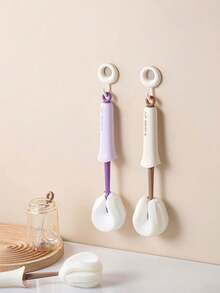 1pc Multi-Functional Push-Pull No-Dead-Angle Cleaning Tool, 2-In-1 Squeeze Cup Brush, Silicone Long Handle Household Cup & Bottle Cleaner - Type a - View 6