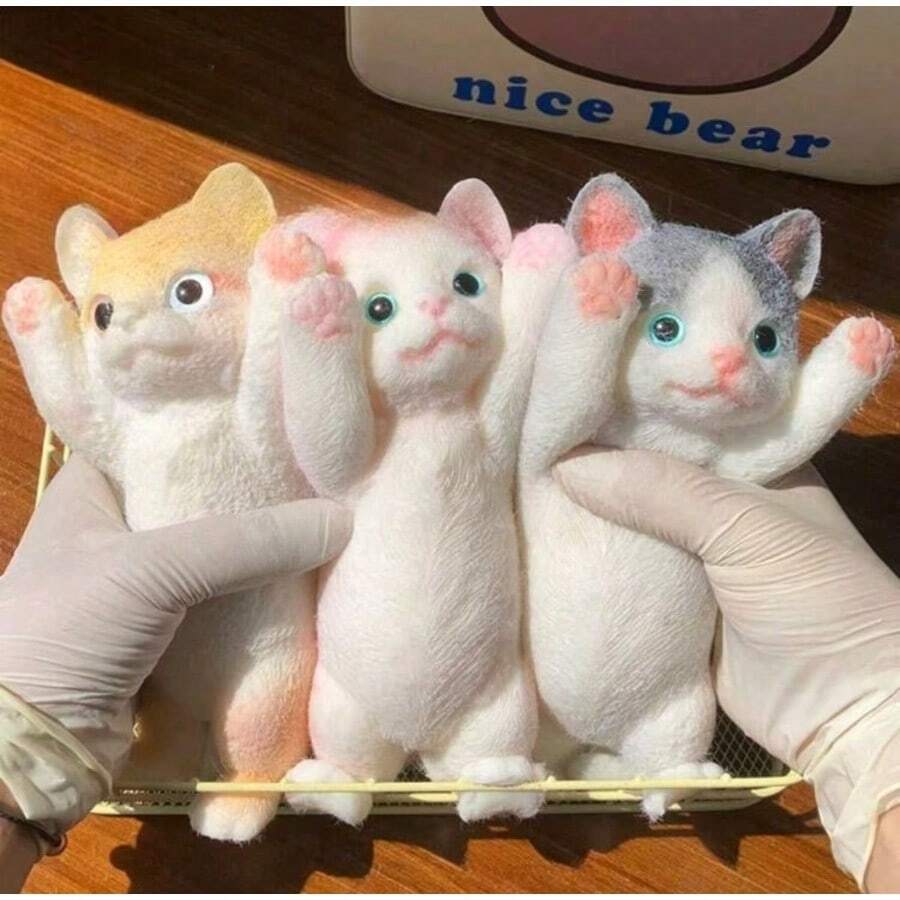 Squishy - Realistic Large Raised Hand Cat Squeeze Toy - Yellow Raised Hand Cat Squeeze - Gray Raised Hand Cat - Pink Raised Hand Cat - Stress Relief Squeeze Toy - Soft Material - Toy - Pet - Decoration - Gift - Expression - Devil - Couple Game - Cat Gift Christmas - Toy - Demon - Interactive - Party Game - Game - Perfect Gift - Multicolor - View 1