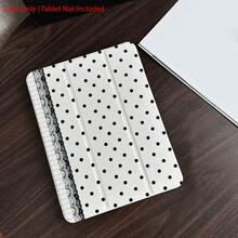1pc White & Black Polka Dot Piano Lace Tablet Protective Case With Auto Wake/Sleep, 3-Fold Stand, Pencil Slot, Compatible With IPad, Galaxy Tab, Pad, Tablet - Multicolor - View 2