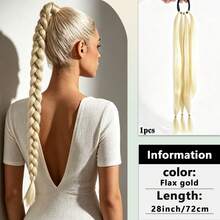 26-32 Inch Braided Ponytail Hair Extensions With Hair Ties - Handmade Wrap Around Synthetic Hair Pieces, Fluffy Soft Natural Look, Heat Resistant For Daily, Wedding, Party, Halloween And Christmas (Gold) - Multicolor - View 16
