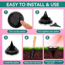 2 đèn năng lượng mặt trời gắn đất, đèn đường dạng đĩa xoay 8 LED, đèn sân vườn ngoài trời bằng thép không gỉ ánh sáng trắng ấm. - màu trơn - Xem 6