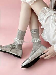 1双女士船袜/女士中筒袜，中筒芭蕾舞风格，轻盈透气，适合春夏穿着，街头时尚/街头风/嘻哈风格，柔软透气，轻盈亲肤，吸湿排汗，高弹力 - 彩色 - 查看 4