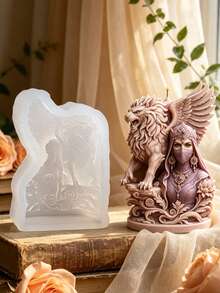 3D飞狮女神硅胶蜡烛模具，神话女性雕塑蜡烛制作模具，DIY蜡、树脂、石膏模具，适用于家居装饰和礼品 - A - 查看 2