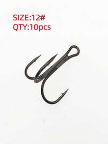 10 lưỡi câu ba ngạnh nhỏ bằng thép cacbon cao, chống gỉ, thích hợp dùng cho mồi câu cá. - Đen và trắng - Xem 10