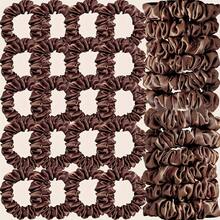 20pcs Elegant Satin Hair Scrunchies, Soft Fabric Solid Color Hair Ties Suitable For Low Ponytail, High Ponytail, Bun And Daily Hairstyles (Black, White, Pink, Blue, Brown) - Multicolor - View 5