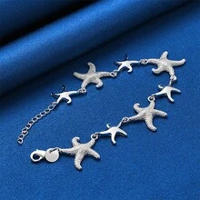 1 chiếc vòng tay hình sao biển tinh tế mạ bạc 925 cao cấp dành cho nữ, thích hợp làm trang sức dự tiệc cưới. - Bạc - Xem 2