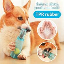 1pc Dog Toy - Soda Bottle Shaped Interactive Squeaky Toy, Includes Tennis Ball Design, Can Hold Dog Treats, Durable & Chew-Resistant, Helps Clean Teeth, Relieve Boredom & Slow Feeding, Suitable For Small & Medium Dogs - Multicolor - View 4
