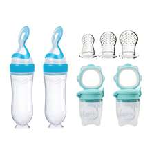 7pcs Baby Feeding Set : 2 Silicone Baby Bottles With Spoon For Rice Cereal, 2 Fruit And Vegetable Feeders, 3-Size Nipples, All In A Baby Feeding Set - Multicolor - View 13