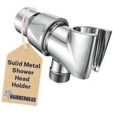 HammerHead Showers® - Soporte para cabezal de ducha de mano de metal chapado en cromo soporte ajustable con gancho de pared universal y bola pivotante soporte para cabezal de ducha de mano - Cromo pulido - Ver 9