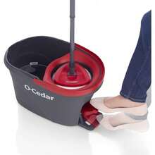 Red And Gray Microfiber Spin Mop With Bucket, Includes 2 Extra Pads For Easy Floor Cleaning - A - View 3