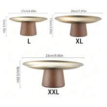 1 pieza Soporte para pastel de acero inoxidable con base de madera, plato para exhibir postres, bandeja multifuncional para frutas, adecuado para decoración de mesa de comedor, uso doméstico y de cocina, también adecuado para el Ramadán - Multicolor - Ver 11